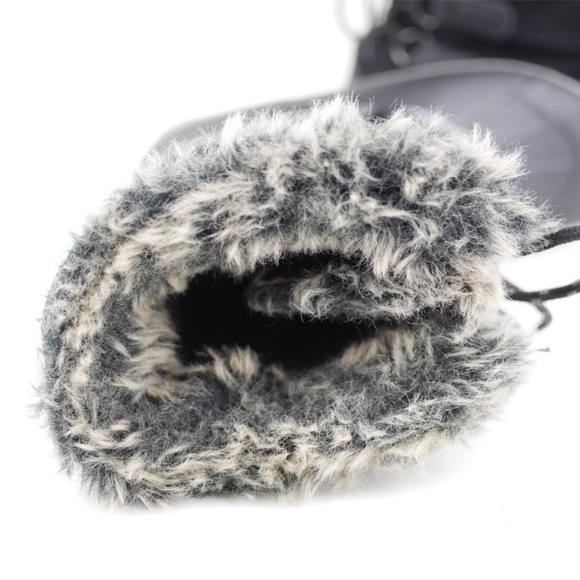 KHOMBU Women's Black Leather Rubber Winter Snow Boots Fleece Lined Mid Calf 7 - Picture 8 of 14